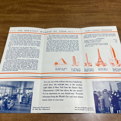 1940 New York World’s Fair Empire State Building Observatories Fold Out Book A6