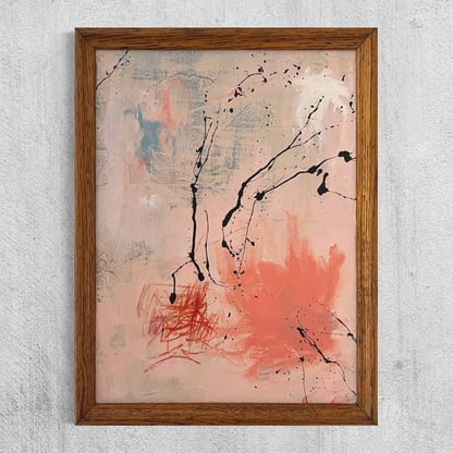 Original Framed Mixed Media Abstract Art Painting 17x13 “Exit Stage Left” w/ COA