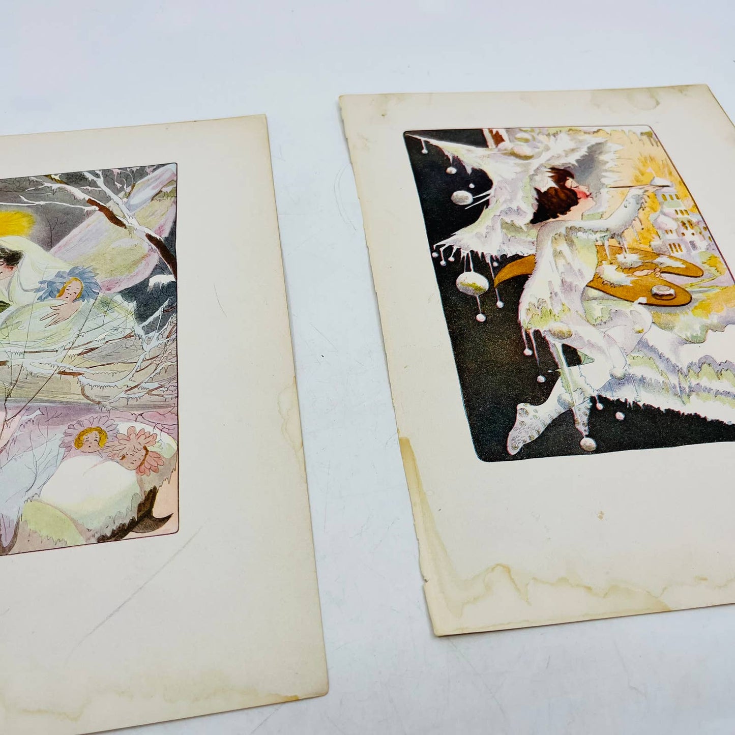 Vintage c1885 Set of 2 Color Lithographs from Children’s Book Faerie Painting C7