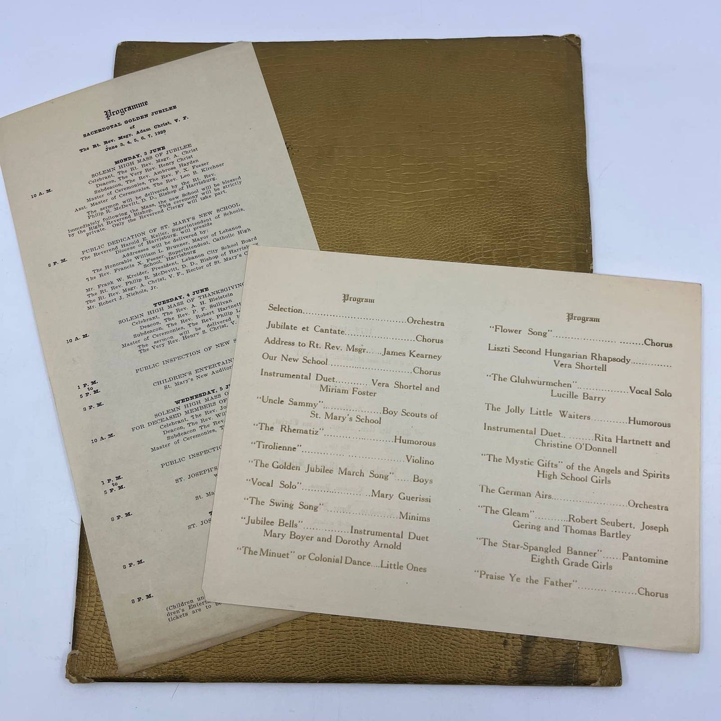 1929 Program Sacerdotal Golden Jubilee of Reverend Adam Christ Lebanon PA TH7