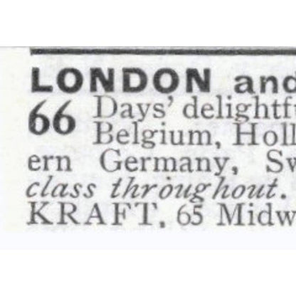 London & Europe Travel Mrs. F.E. Kraft Brooklyn NY - 1903 Original Ad TJ8-7-8