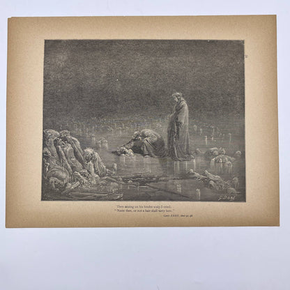 Original 1880s Gustave Dore Engraving Dante not a hair shall tarry here FL4