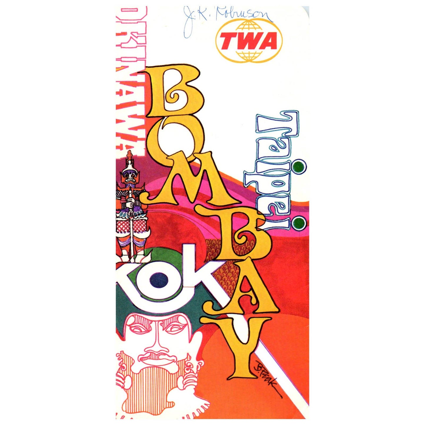 1960s TWA International Hilton Ticket Jacket Asia Bombay Taipei Okinawa SE4