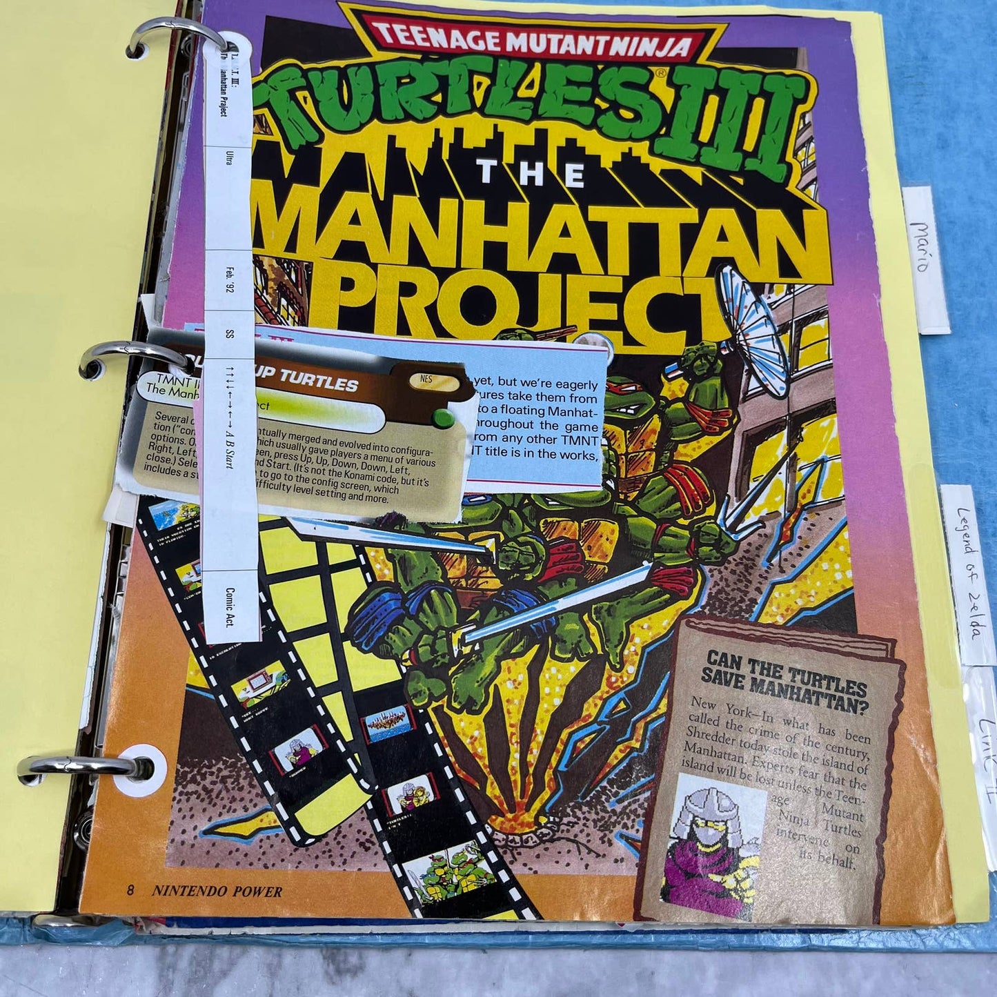 c1989 Binder of Clipped NES Maps and Articles From Nintendo Power Magazine TJ6-1