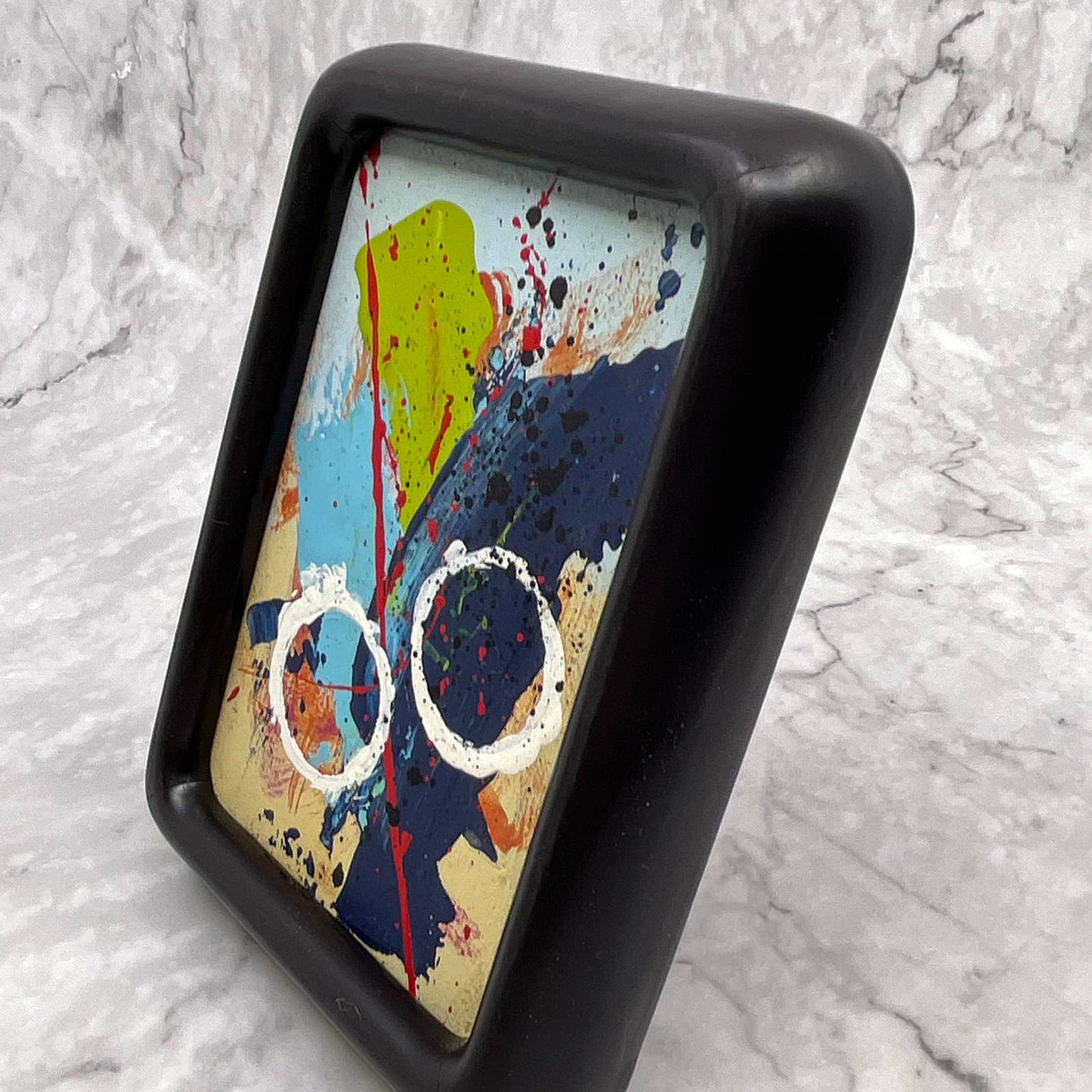 Framed Original Abstract Art Painting 4x6" Mini With COA TI6