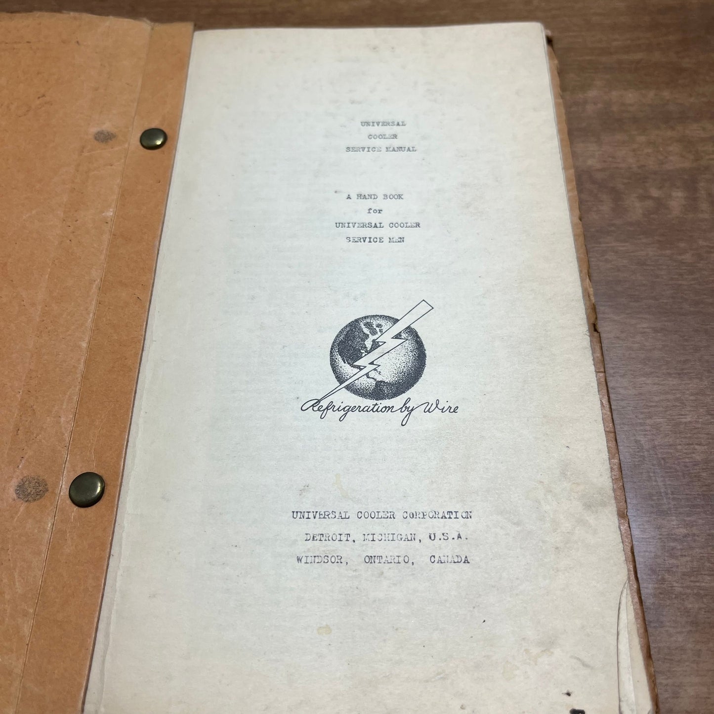 c1920 Universal Cooler Service Manual - Universal Cooler Corporation Detroit H4-1