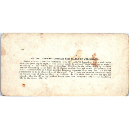 Gypsies Outside the Walls of Jerusalem - Antique Stereoview Card TJ1-C1