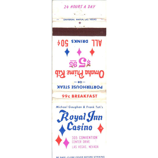 Royal Inn Casino Las Vegas Nevada Advertising Matchbook Cover SA1-M8