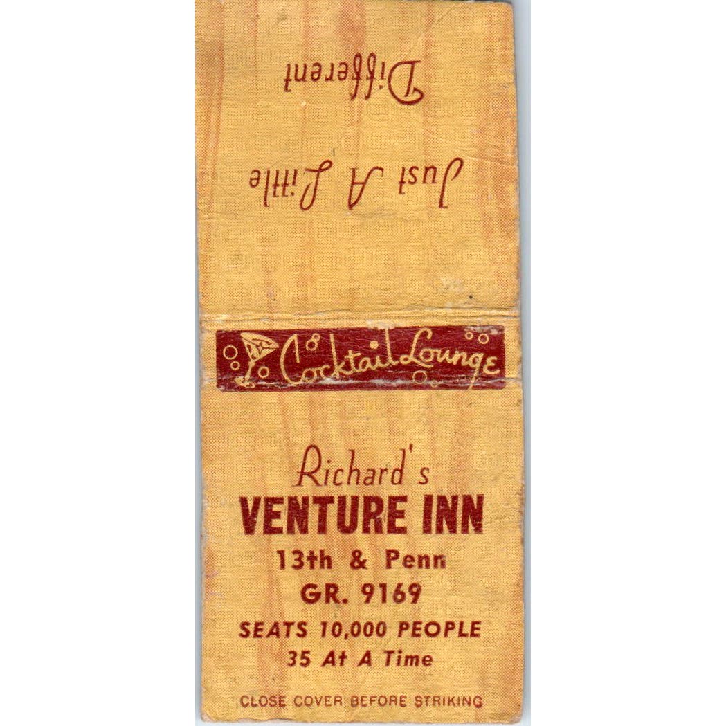 Richard's Venture Inn Cocktail Lounge Advertising Matchbook Cover SA9-M1