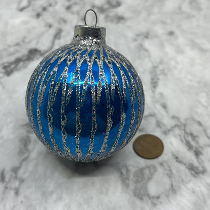 Vintage Blue Glass Ornament Mica Stencil OT1