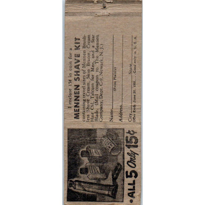 Vintage Matchbook Cover Mennen Shave Kit For Men SE5