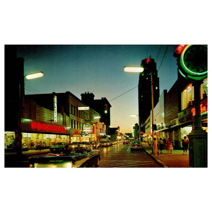 Vintage Postcard - Michigan Avenue At Night Battle Creek MI AD9