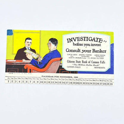 1929 Blotter Citizens State Bank of Cannon Falls MN AB8