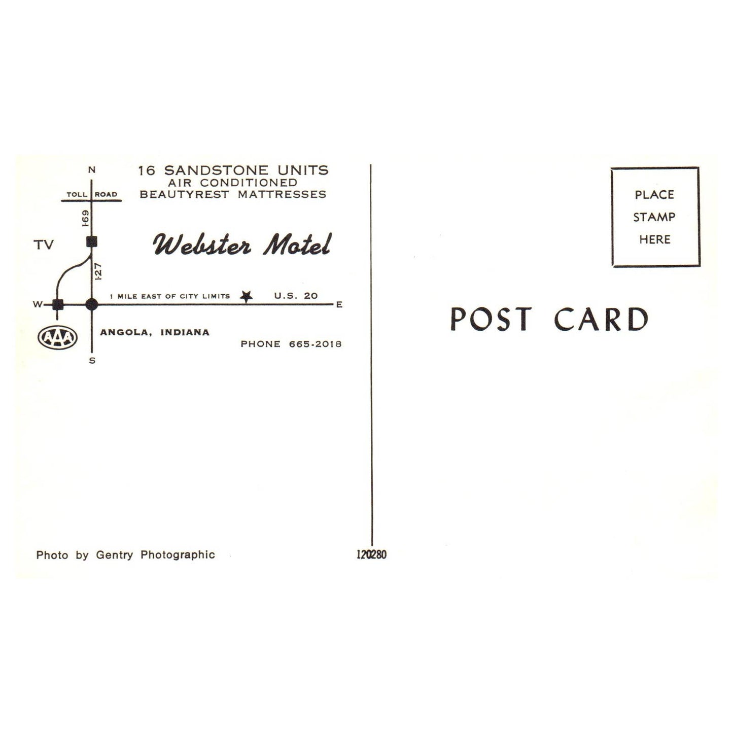 Vintage Postcard - Western Motel AAA Angola Indiana AD9
