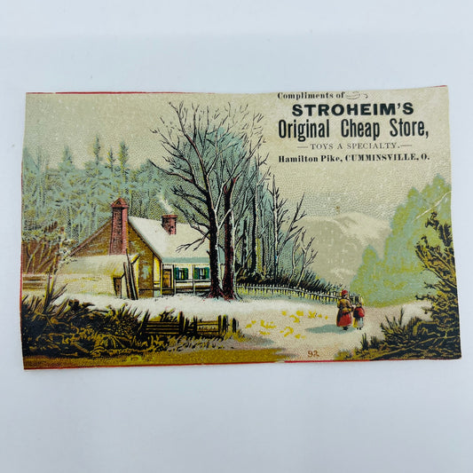 1880s Victorian Trade Card Stroheim’s Original Cheap Store Cumminsville AH9-M8