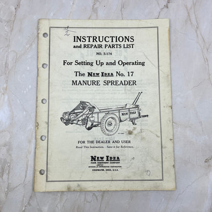 Vintage New Idea Instructions Repair Parts List S-174 No 17 Manure Spreader TJ9