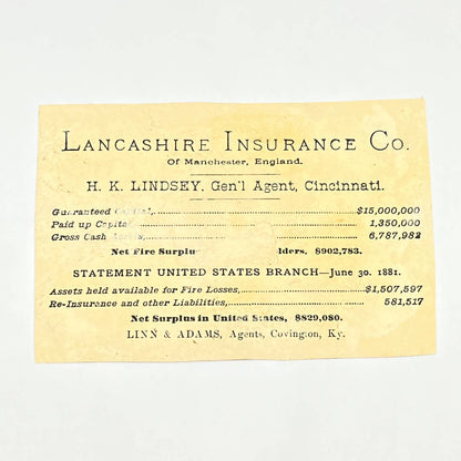 1880s Victorian Trade Card Lancashire Insurance Scott Dog Manchester England AB6