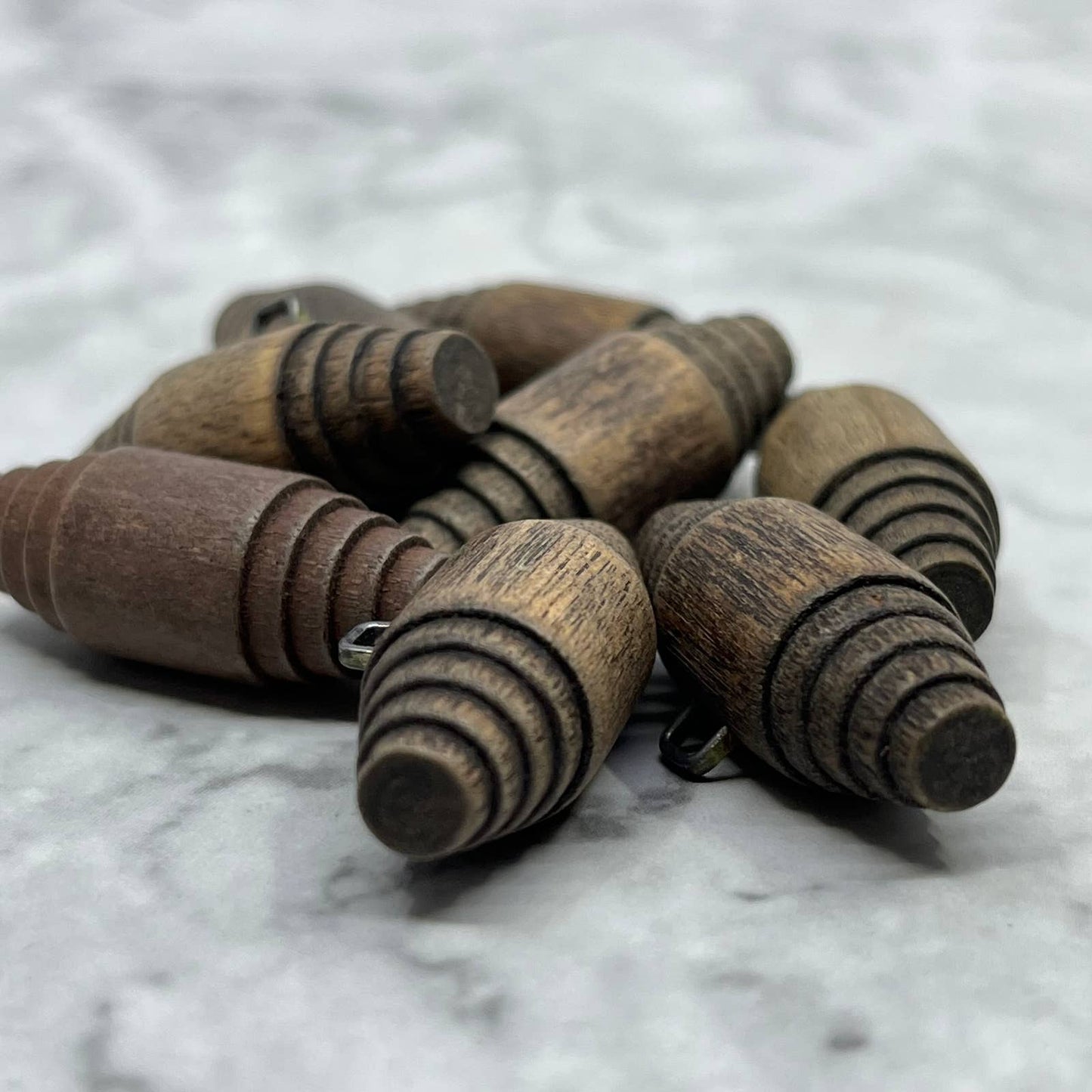 70s Wood Toggle Button Lot 8 Pcs Vintage Button Lot  Metal Shank SE7