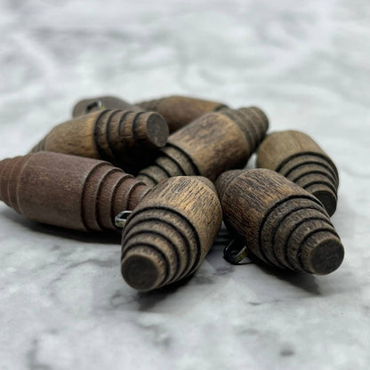 70s Wood Toggle Button Lot 8 Pcs Vintage Button Lot  Metal Shank SE7