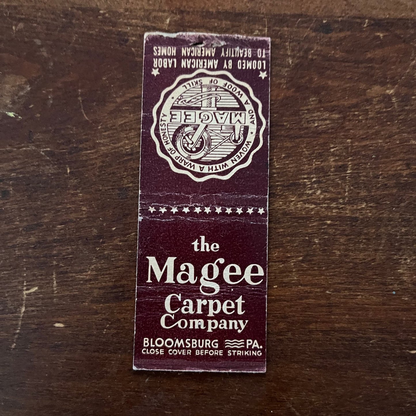 The Magee Carpet Company Bloomsburg PA Advertising Matchbook Cover SB3-M2