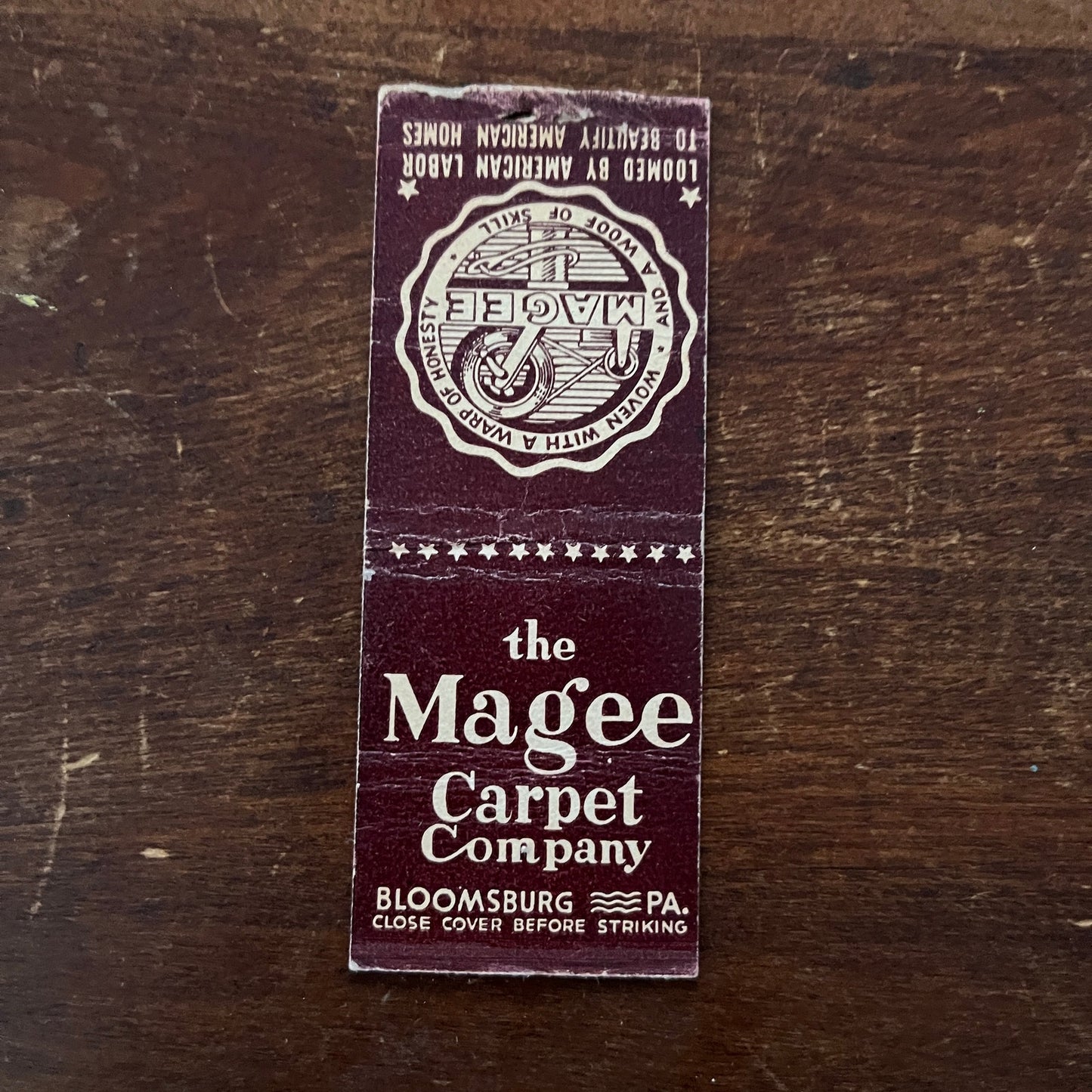 The Magee Carpet Company Bloomsburg PA Advertising Matchbook Cover MM11-6