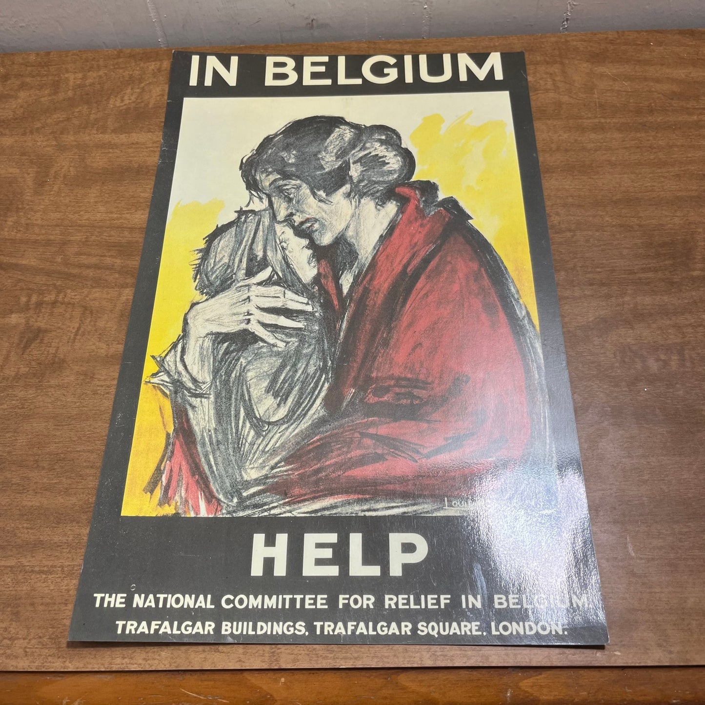 RELIEF HELP IN BELGIUM WWI World War 1 Propaganda Poster Trafalgar London FL6
