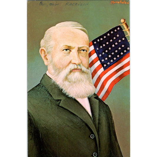 Benjamin Harrison Portrait Morris Katz 1960s Original Postcard P2-1