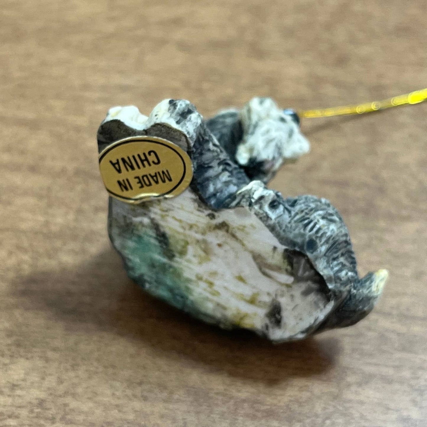 Vintage SCHNAUZER Cast Resin Hand Painted Miniature Christmas Ornament 1.5” FA7
