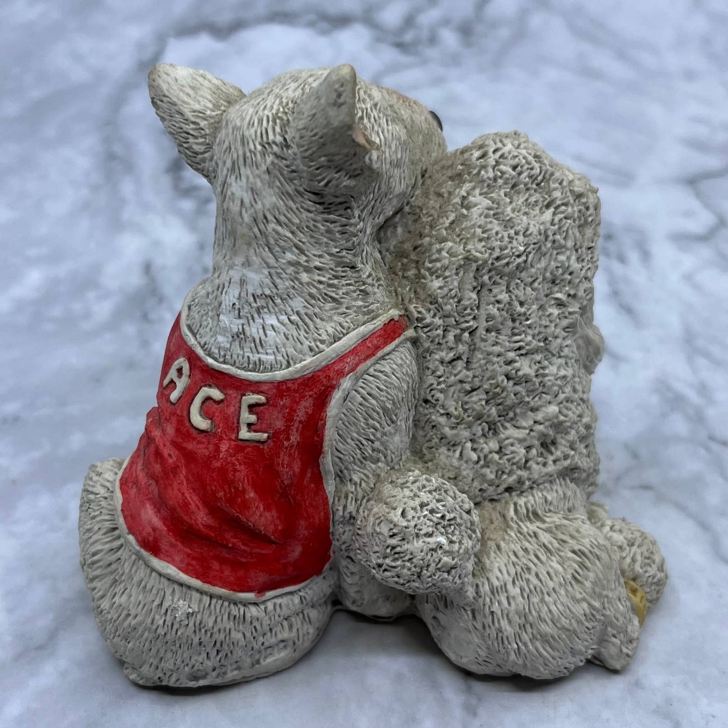 Vtg United Designs Dog Couple SC-267 Stone Critters Poodle Bull Terrier 3x4 TJ1