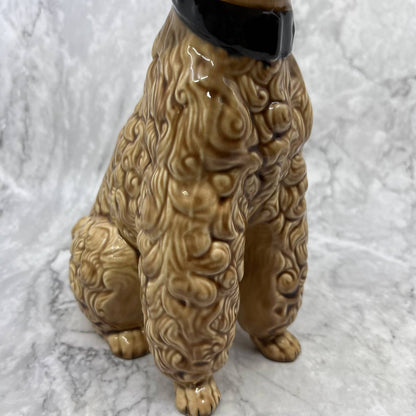 Vintage Ceramic Poodle Dog Sculpture 11” Brown Ceramica De Cuernavaca TJ2