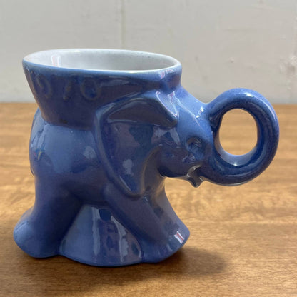 Vintage 1970 Frankoma Republican GOP Elephant Political Mug Blue Glaze Nixon TB7