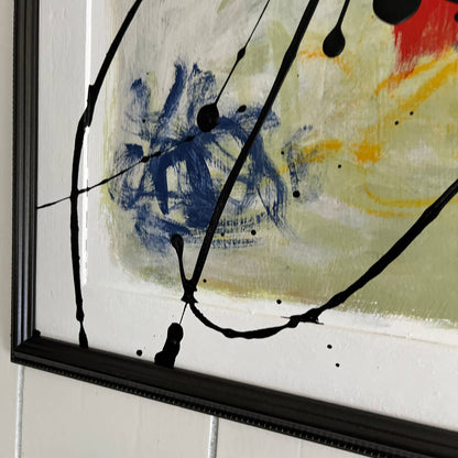 Original Large Framed Abstract Art Painting 19x17" Stairway to Seven With COA