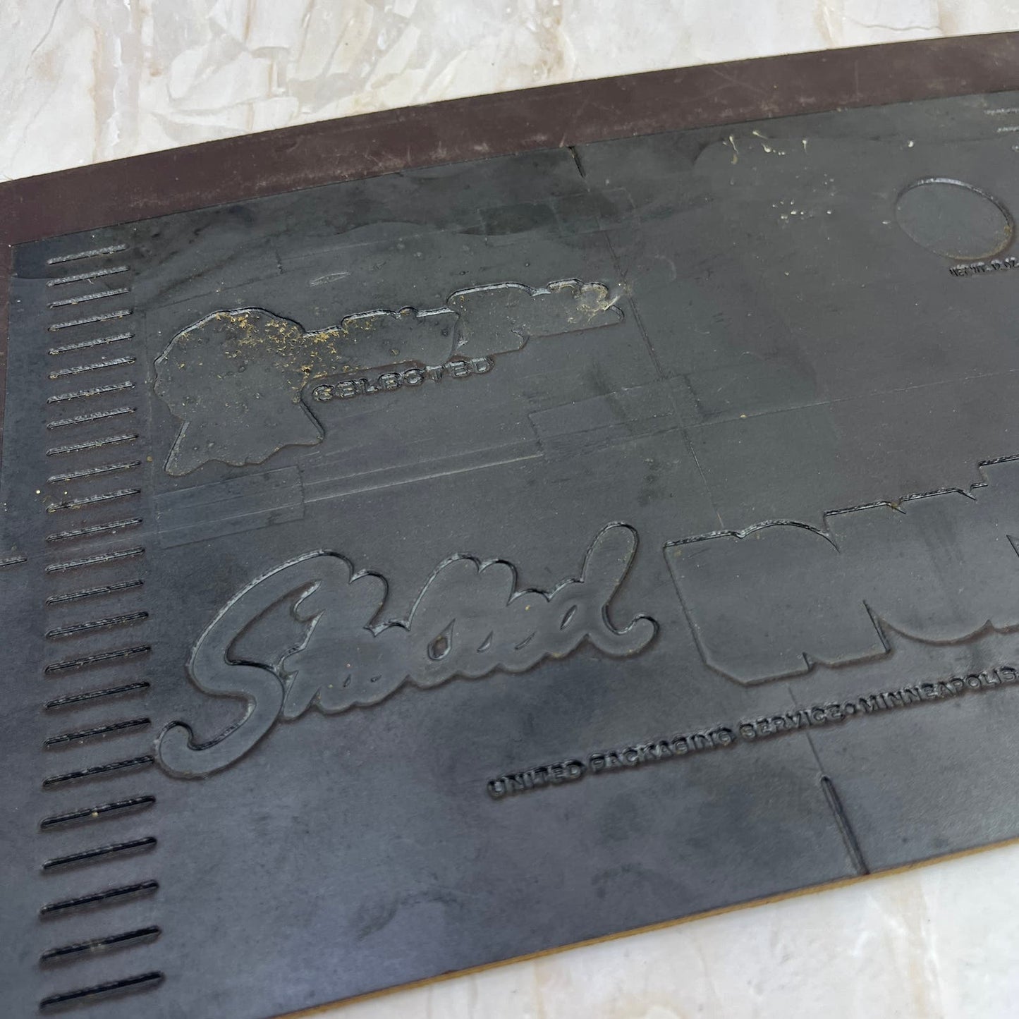 Vintage Newspaper Ad Metal Printing Plate & Flong FAIRWAY Salted Nuts Fargo TC9
