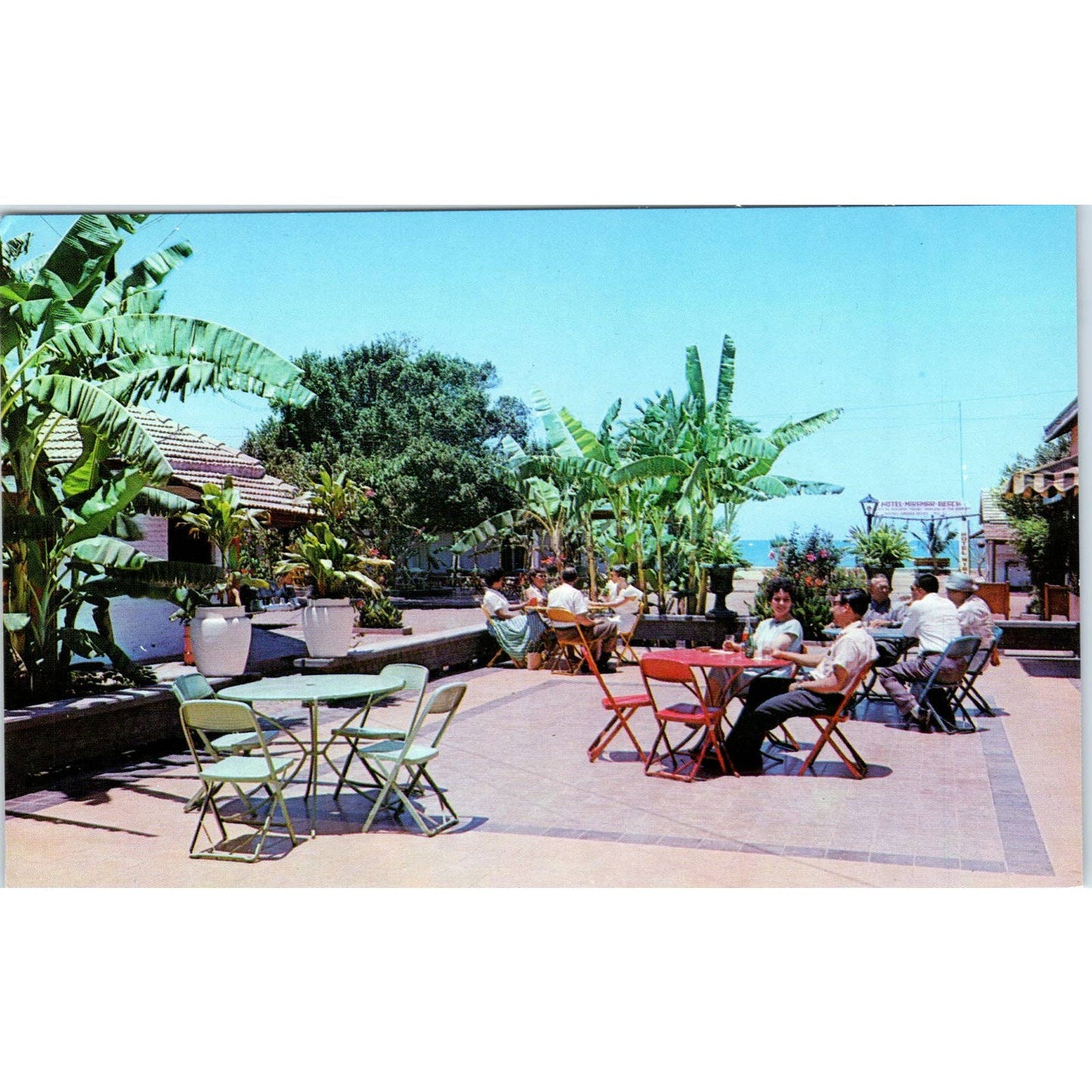 Hotel Miramar Guaymas Sonora Mexico Patio - Original Postcard TJ7-RP3