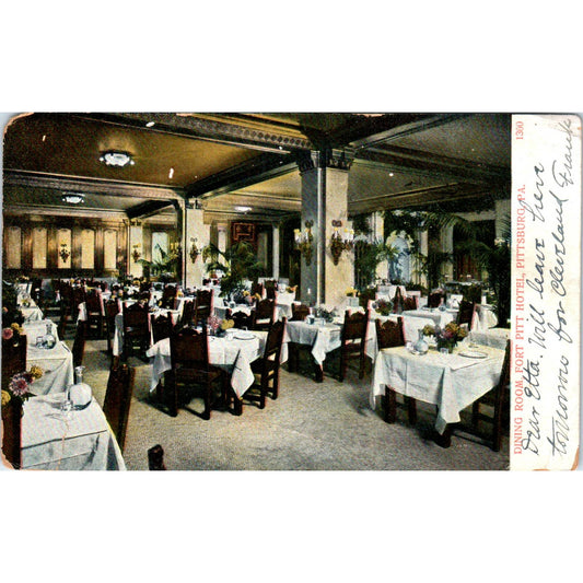 1907 Postcard Dining Room Fort Pitt Hotel Pittsburgh PA TD8-P2