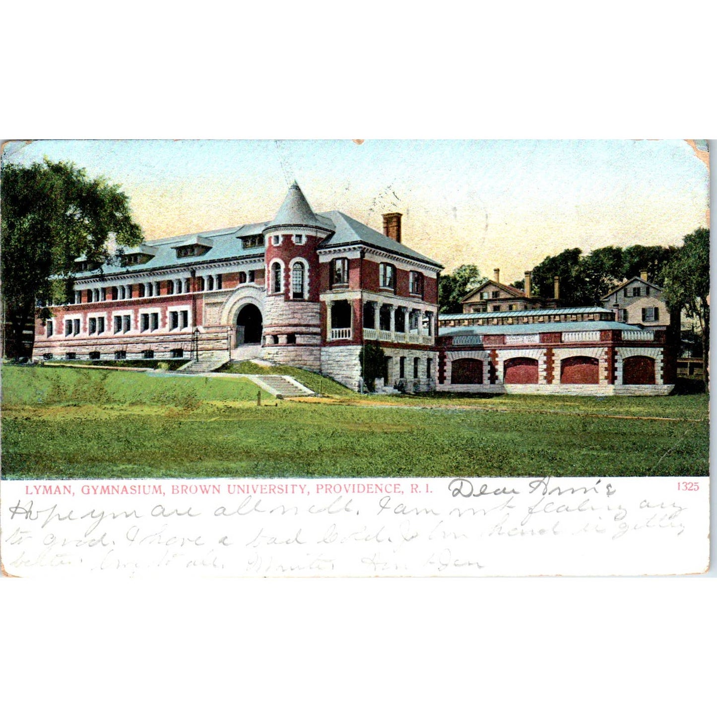 Lyman Gymnasium Brown University Providence RI 1909 - Original Postcard TJ9-P1