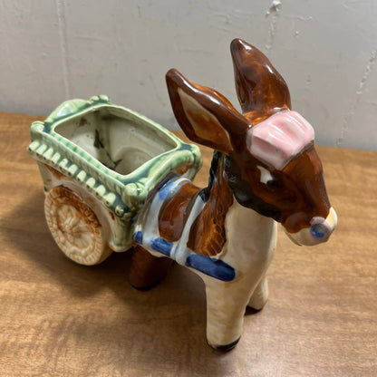 Vintage 1950s Ceramic Hand Painted Donkey Burrow Planter 8x7” Occupied Japan TA1