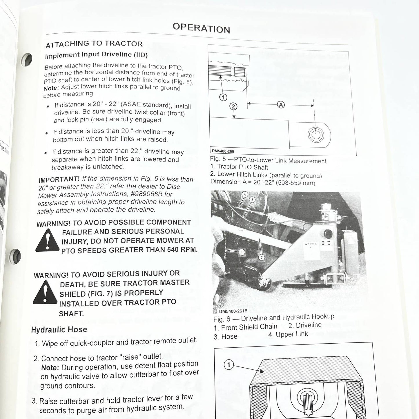 Original 1997 New Idea Operator's Manual 5400 Disc Mowers 987015D TB9