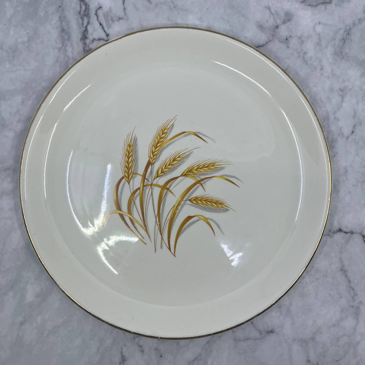 Vtg Cunningham & Pickett China Dinner Plate 9" Golden Wheat 22k Gold Trim TI8