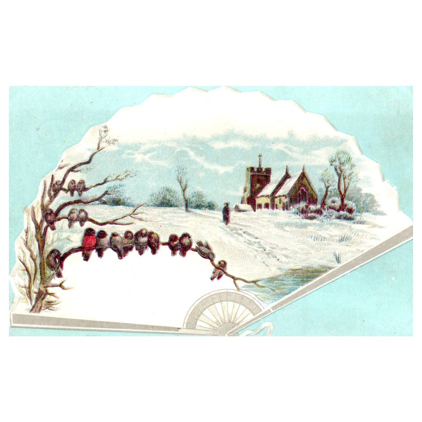 Lion Coffee Winter Scene Birds on Branch - 1880s Victorian Trade Card TJ8-3