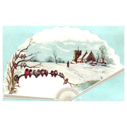 Lion Coffee Winter Scene Birds on Branch - 1880s Victorian Trade Card TJ8-3