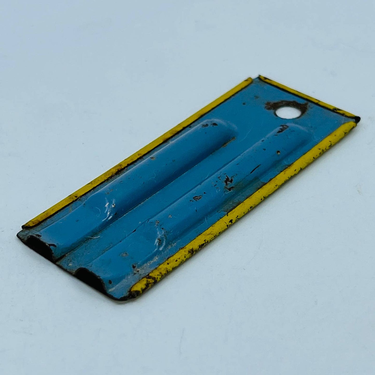 Vintage Flat Tin Whistle Yellow & Blue Works SC3