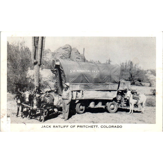 Jack Ratliff Covered Wagon Pritchett Colorado RPPC Original Postcard TK1-29