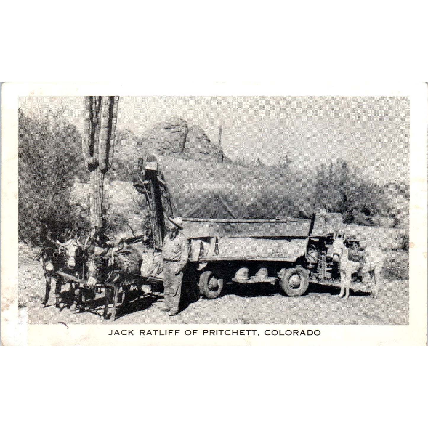 Jack Ratliff Covered Wagon Pritchett Colorado RPPC Original Postcard P1-11