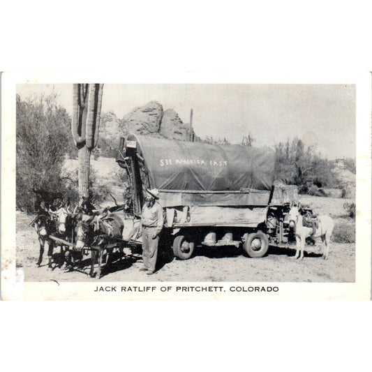 Jack Ratliff Covered Wagon Pritchett Colorado RPPC Original Postcard P1-11