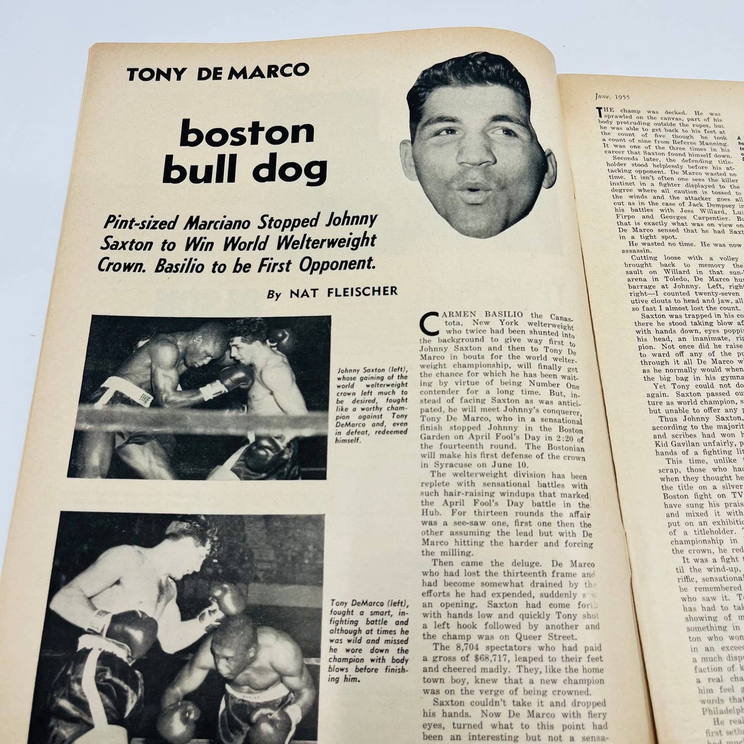 1955 June - The Ring Boxing Magazine – Rocky Marciano Don Cockell Cover TA5