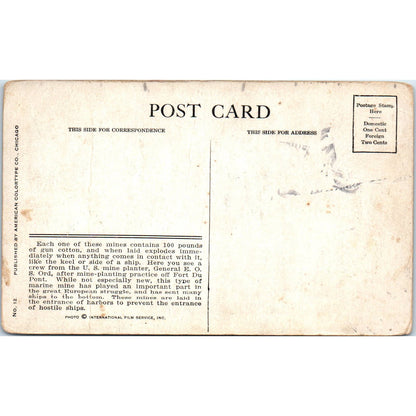 Vtg Postcard US Mine Planter General E.O. Ord. After Practice Fort Du Port EA3