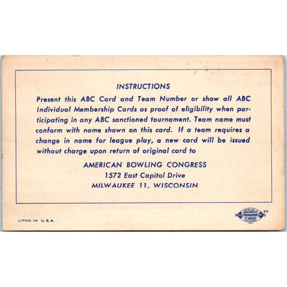 1953 American Bowling Congress Milwaukee Membership Inter City Traveling SE5-51