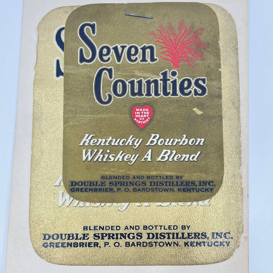 Seven Counties Bourbon Whiskey Label Set of 2 Double Springs Greenbrier KY