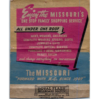 The Missouri Department Store Kansas City Wide Advertising Matchbook SA9-M7